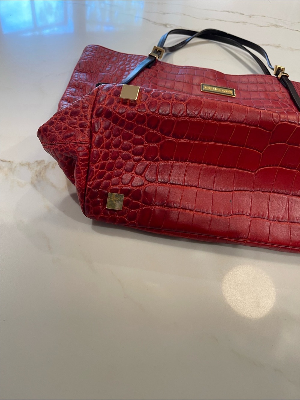 Michael Kors GIA Croc-Embossed leather Tote Bag with Gold Hardware $798